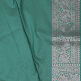 Cyan Blue Banarasi Silk Saree With Floral Jaal