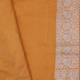 Tiger Orange Banarasi Saree With Floral Jaal
