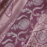 Raspberry Glace Pink Banarasi Saree With Floral Weaving