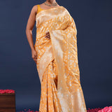 Clay Brown Banarasi Saree With Floral Weaving