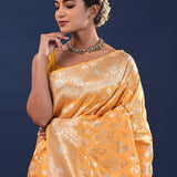 Clay Brown Banarasi Saree With Floral Weaving