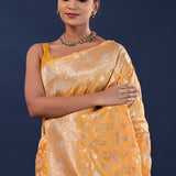 Clay Brown Banarasi Saree With Floral Weaving