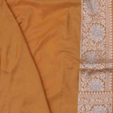 Clay Brown Banarasi Saree With Floral Weaving