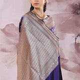 Blueberry Banarasi Saree With Meenakari Design