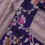 Blueberry Banarasi Saree With Meenakari Design