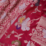 Wine Red Banarasi Saree With Meenakari Saree