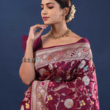Brownish Purple Banarasi Saree With Meenakari Saree