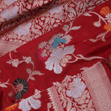 Blood Red Banarasi Saree With Meenakari Jaal