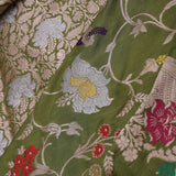 Woodland Green Banarasi Saree With Meenakari Jaal