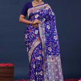 Persian Indigo Banarasi Saree With Meenakari Jaal