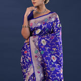 Persian Indigo Banarasi Saree With Meenakari Jaal