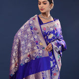 Persian Indigo Banarasi Saree With Meenakari Jaal