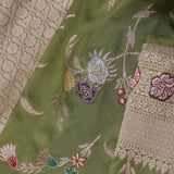 Maximum Green Banarasi Saree With Meenakari Jaal