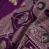 Dark Purple Banarasi Silk Saree With Meenakari Design