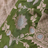 Verdun Green Banarasi Saree With Floral Jaal