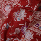 Chilli Red Banarasi Silk Saree With Meenakari Design