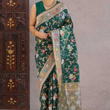 Bottle Banarasi Silk Saree With Meenakari Jaal