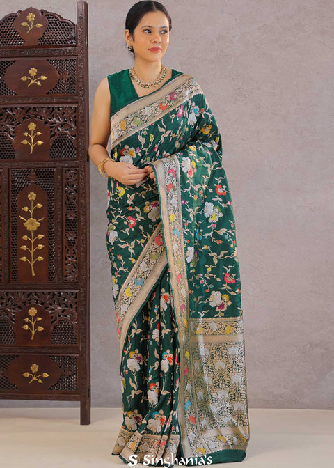 <img> Bottle Banarasi Silk Saree With Meenakari Jaal