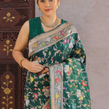 Bottle Banarasi Silk Saree With Meenakari Jaal