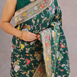 Bottle Banarasi Silk Saree With Meenakari Jaal