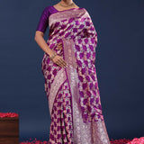 Purple Banarasi Saree With Meenakari Design
