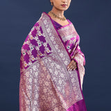 Purple Banarasi Saree With Meenakari Design