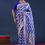 Trypan Blue Banarasi Saree With Meenakari Design