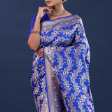 Trypan Blue Banarasi Saree With Meenakari Design