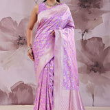 Deep Lilac Banarasi Saree With Meenakari Design