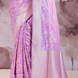 Deep Lilac Banarasi Saree With Meenakari Design