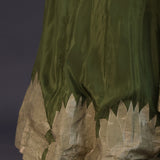 Dark Moss Green Banarsi Silk Embroidered Lehenga Set