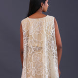 Pastel Beige Crepe Silk Indo-Western Skirt Set