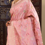 Pink Banarasi Silk Saree With Meenakari Design