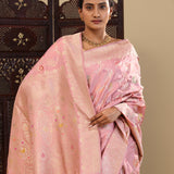 Pink Banarasi Silk Saree With Meenakari Design