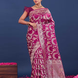 Dark Fuchsia Banarasi Saree With Designer Border