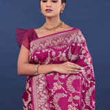 Dark Fuchsia Banarasi Saree With Designer Border