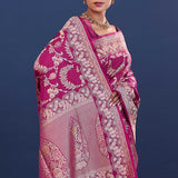 Dark Fuchsia Banarasi Saree With Designer Border