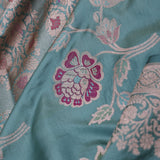 Muted Teal Banarasi Saree With Meenakari Design