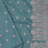 Muted Teal Banarasi Saree With Meenakari Design