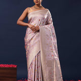Mauve Purple Banarasi Saree With Meenakari Design