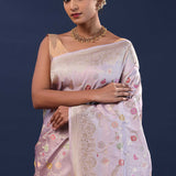 Mauve Purple Banarasi Saree With Meenakari Design