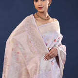 Mauve Purple Banarasi Saree With Meenakari Design