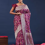 Purple Banarasi Saree With Meenakari Design