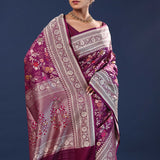 Purple Banarasi Saree With Meenakari Design