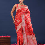 Red Banarasi Saree With Meenakari Design