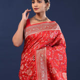 Red Banarasi Saree With Meenakari Design