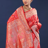 Red Banarasi Saree With Meenakari Design