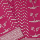 Hot Pink Banarasi Silk Saree With Floral Design