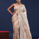 Dusty Grey Banarasi Saree With Meenakari Design