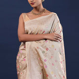 Dusty Grey Banarasi Saree With Meenakari Design